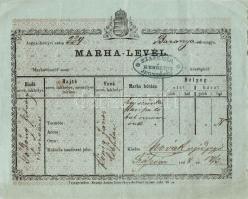 1868 Marhalevél "Szászvár Kerületi jegyzőség"