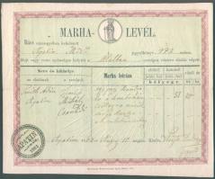 1863 Marhalevél "Apatin 1861"