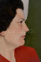 Vörös jelzéssel: Női portré. Olaj, vászon, 55×40 cm