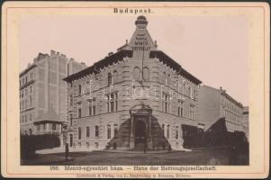 cca 1890 Budapest, Önkéntes mentőegyesület háza, Lichtdruck und Verlag von L. Rachwalsky. keményhátú fotó 16x11 cm