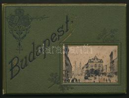 cca 1900 Budapest 32 lapos leporelló érdekes és mozgalmas városképekkel a megújuló városból. Festett egészvászon kötésben 18x13 cm