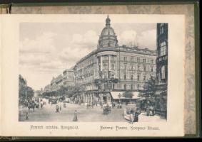 cca 1900 Budapest 32 lapos leporelló érdekes és mozgalmas városképekkel a megújuló városból. Festett...