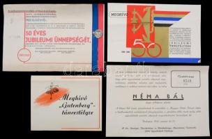 1902-1948  Vegyes meghívó tétel, 10 db / mixed vintage Hungarian invitations