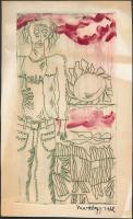 Mart Lepp (1947-): Joala 1972. Rézkarc- tempera, papír, jelzett, 17×9 cm