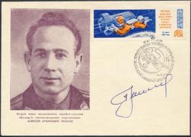 Alekszej Leonov (1934- ) orosz űrhajós aláírása emlékborítékon /  Signature of Aleksey Leonov (1934- ) Russian astronaut on envelope