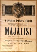 1908 A szeghalmi önkéntes tűzoltók majálisa, színes litográf plakát, ismeretlen művész, restaurált. 79×59 cm