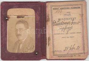 1933 Dr. Ladányi Ernő ügyvéd személyigazolványa, pecsétekkel, fényképpel, megviselt állapotban