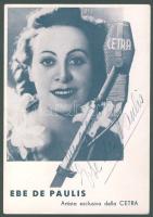 Ebe de Paulis énekesnő aláírt fotója