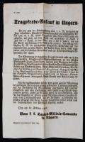cca 1853 Buda (Ofen) Német nyelvű hirdetmény, katonai lóvásárlás ügyében, helységnevekkel, jó állapotban.