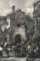 cca 1830 Festmény után készült metszet, papíron, jelzés nélkül,  üvegezett sérült keretben, 42×53 cm