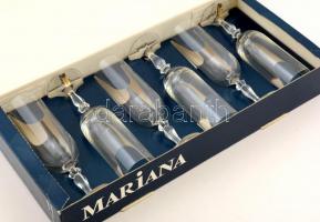 Mariana retró csehszlovák pohár készlet, eredeti dobozában,  bontatlan, összesen: 6 db