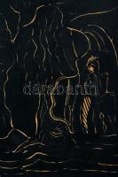 Kajzán jelzéssel: Hölgy a vízparton. Tus, karton, keretben, 47×40 cm