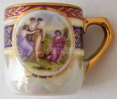 Aich cseszlovák mokkás csésze és alj (3 db), matricás, jelzett, hibátlan