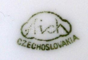 Aich cseszlovák mokkás csésze és alj (3 db), matricás, jelzett, hibátlan
