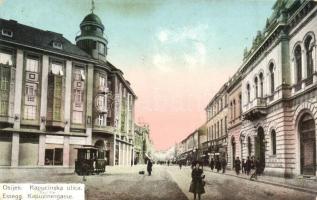 Eszék, Osijek, Essegg; Kapucínus utca, villamos / street, tram (EK)