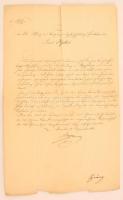 1845 A budai német Pfister Károly Dávid (1822-?), a cs. kir. Pénzverési- és Bányászati Udvari Könyvelés nagybányai részlegének gyakornoka részére írt német nyelvű levél hivatali ügyben, felzetes papírpecséttel /