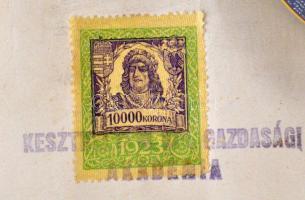 1924 A keszthelyi Magyar Királyi Gazdasági Akadémia oklevele, okmánybélyeggel, szárazpecséttel, Szta...