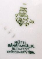 Zsolnay teás csészealjak (9db), matricás, jelzett, kopott, d:15 db (9 db)