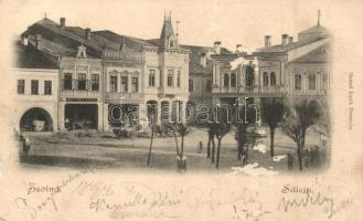 1898 Zsolna, Zilina; Főtér, Welczer Antal, Spanyol Gabriel üzletei, kiadja Gansel Lipót / main square, shops (b)