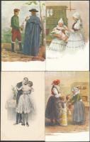 8 db RÉGI használatlan motívumlap, morva-cseh folklór, M. Gardavska szignóval / 8 old unused motive cards, Moravian and Czech folklore, signed by M. Gardavska