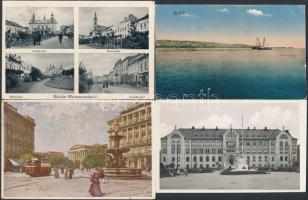 13 db RÉGI történelmi magyar városképes lap, vegyes minőség / 13 old historical Hungarian town-view postcards, mixed quality