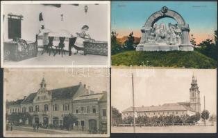 12 db RÉGI történelmi magyar városképes lap, vegyes minőség / 12 old historical Hungarian town-view postcards, mixed quality