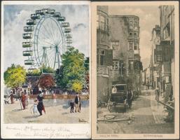 12 db RÉGI külföldi városképes lap, vegyes minőség / 12 old Europen town-view postcards, mixed quali...