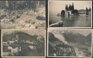 4 db RÉGI külföldi városképes lap / 4 old European town-view postcards; San Vigilio, Merano, Gletsch