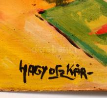 Nagy jelzéssel: Műteremben. Olaj, karton, 45×65 cm