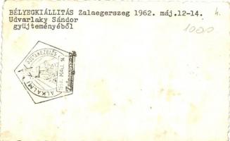 1962 Zalaegerszeg, Bélyegkiállítás, belső, 'Alkalmi postakezelés' So. Stpl. photo (fa)