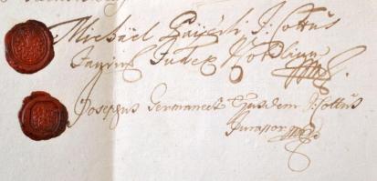 1747 Győr, tanúságlevél özv. Mesterházy Józsefné Sajnovics Anna Mária győri háza ügyében, latin nyel...
