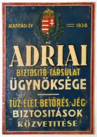 cca 1920 Adriai biztosító társaság zománcozott fémtábla 26x36 cm