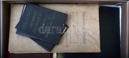 cca 1914-1965 Cipősdoboznyi vegyes okmány tétel, benne tanulmányi értesítővel, oklevéllel, tagsági i...