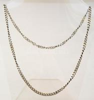 Ezüst(Ag) lapos pancer nyaklánc, jelzett, h: 52 cm, nettó: 18,7 g