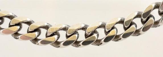 Ezüst(Ag) lapos pancer nyaklánc, jelzett, h: 52 cm, nettó: 18,7 g