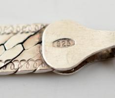 Ezüst(Ag) lapos kígyó karlánc, jelzett, h: 20 cm, nettó: 7,5 g