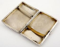 Ezüst(Ag) bordázott cigarettatárca, jelzett, 9x6x12 cm, nettó: 107,5 g