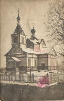 1916 Unknown location, wooden orthodox church, Hungarian soldier&#039;s postcard, photo (fl)