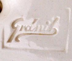 Gránit fekvő spániel, kézzel festett, jelzett, hibátlan, h:35 cm, m:18 cm