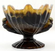 cca 1920 Art deco papagájos achát üveg kínáló, formába fúvott, jelzés nélkül,hibátlan,  m: 16 cm., d...