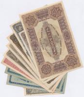 1920-1923. 12db-os vegyes korona bankjegy tétel 20f-50f-1K-2K-10K-20K-100K címletekben T:I--III