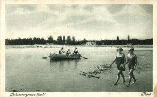 Balatonszemes-fürdő, Móló, strand, csónakázók (EK)