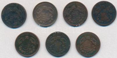 1868-1872KB 1kr Cu "Angyalos címer" (7x) 3 klf évszám T:2-3 némelyiken patina
Adamo M4.1