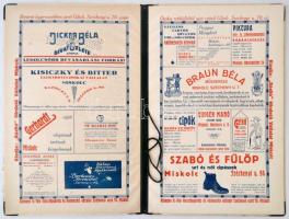 cca 1910 Miskolc kávéházi étlap tartó. Rengeteg helyi üzlet és iparos reklámjával. Kívül-belül reklá...
