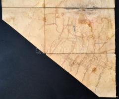 Hodrusbánya. Schöpfer Táró térképe. Penészfoltokkal. Nagyméretű vászon térkép 53x110 cm