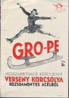 cca 1930 Grope korcsolyák reklám kisplakát 17x24 cm