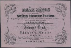 1842 Deák János szűcs mester Bp., V. Váci utca díszes számla