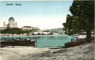 Párkány, Stúrovo; Dunapart, esztergomi bazilika, Miksa gőzhajó / river bank, cathedral, steamship