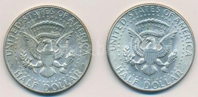 Amerikai Egyesült Államok 1967. 1/2$ Ag "Kennedy" + 1968D 1/2$ Ag "Kennedy" T:2 ...