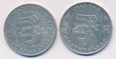 1947. 5Ft Ag "Kossuth" (2x) T:2-